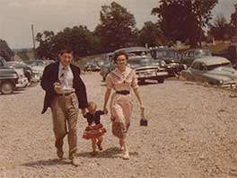 1950--Charles' parents arriving at southern Illinois' Big Ridge Baptist Church.