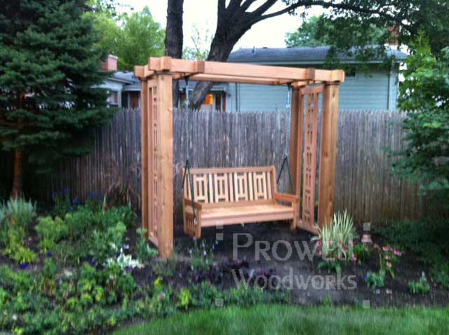 Custom wood outdoor swing stand #1 in palo alto, ca. orowell woodworks