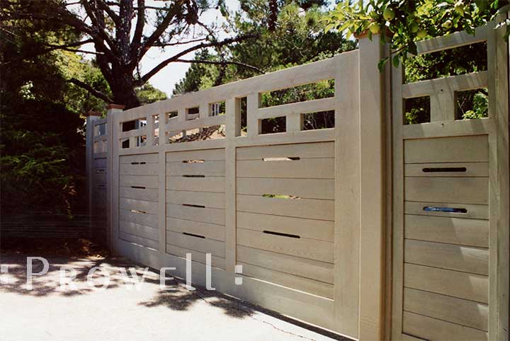 site photograph showing the horizontal driveway gates #11 in san anselmo, californiaRach style wood driveway gates
