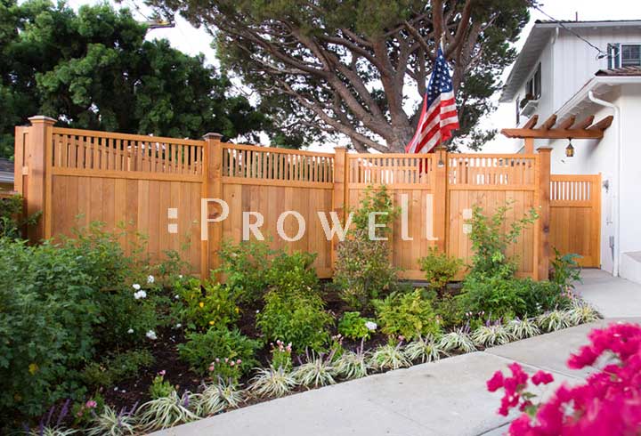 custom wood garden fence #1-4b in San Diego. prowell
