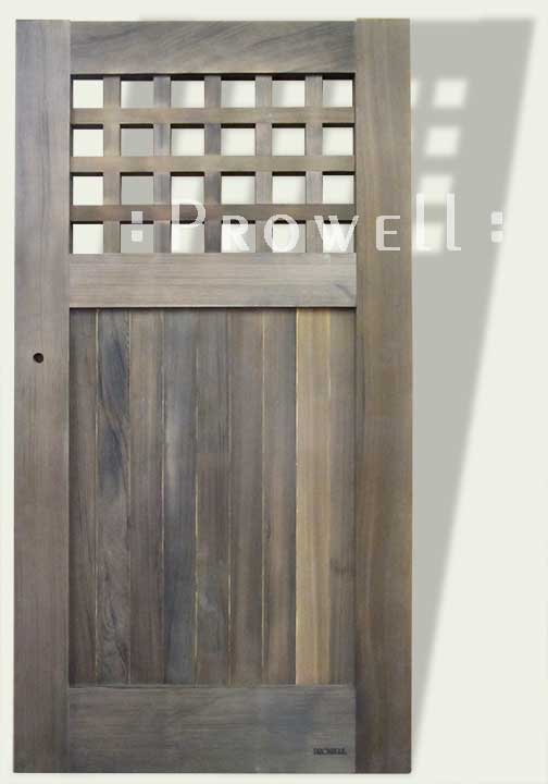 cropped photo showing the gate #103-2 with a weathered gray finish.