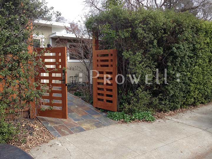 site photo showing the entry wood gates #114-1 in Palo Alto, California