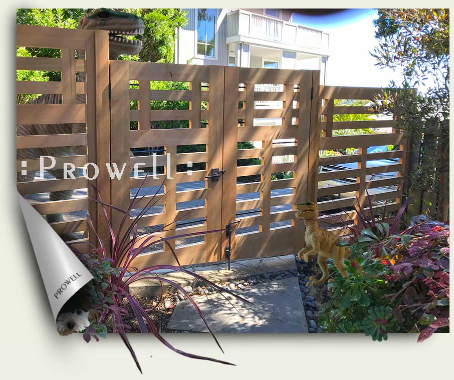 site photograph showing custom wood gates #114-5 in Marin County, California
