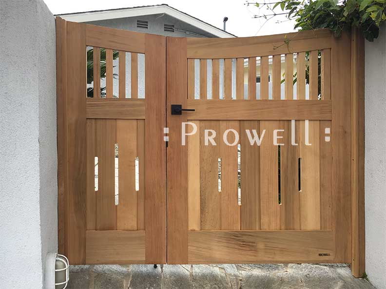 showing Double Off-set curved wooden gates #17-4 in Laguna beach, california