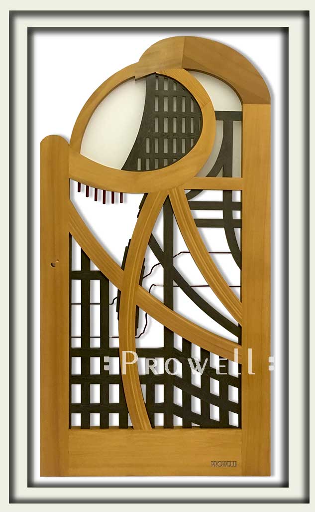 cropped photo showing the artistic wood gates #200-A in Santa Barbara, CA