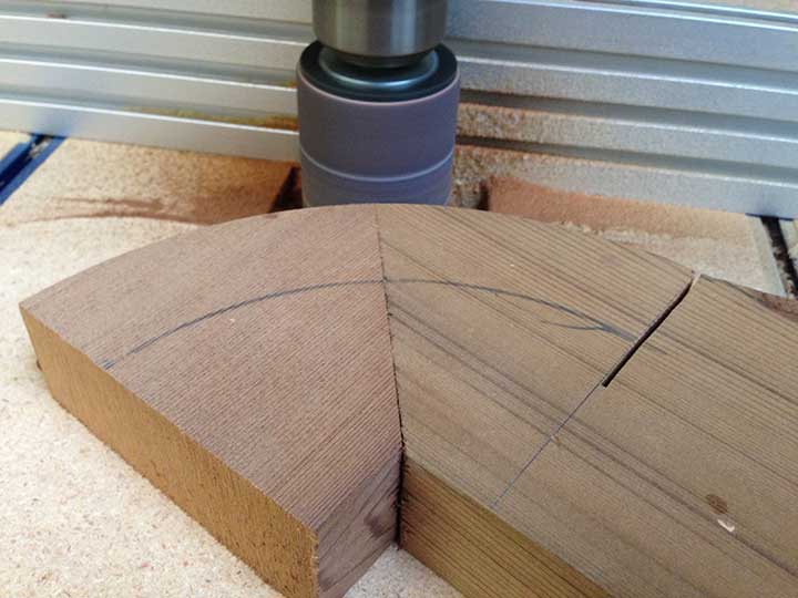 shop photograph showing how to cut the vanishing ovals of modern wood gate 206
