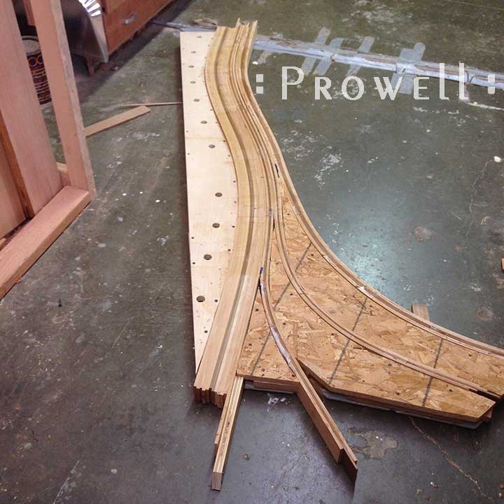 In-progress shop photograph showing how to build the unusual gate #209. 