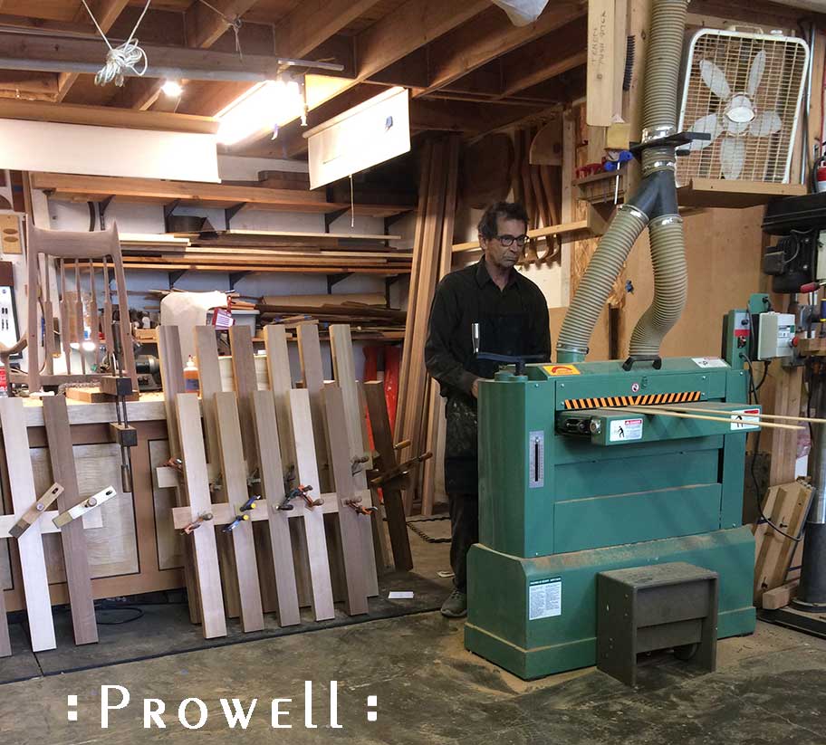 shop progress photograph showing how to create bent lamination strips for the Pinwheel gate design #215