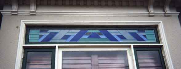 site photo showing the window with the Chevron design in Oakland, California