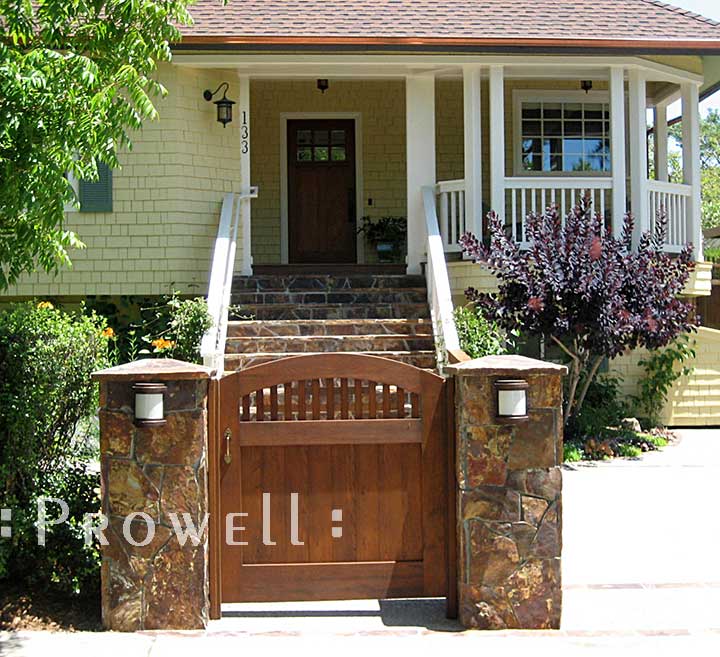 photograph showing curved wood gate in Mill Valley, CaliforniaWood Garden Gate #28 in Mill Valley, ca