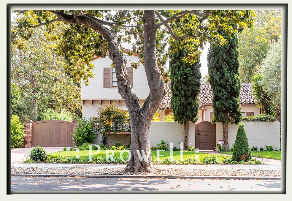 Photo showing the arched gate and driveway gate #29-20a in Palo Alto, CA. prowell