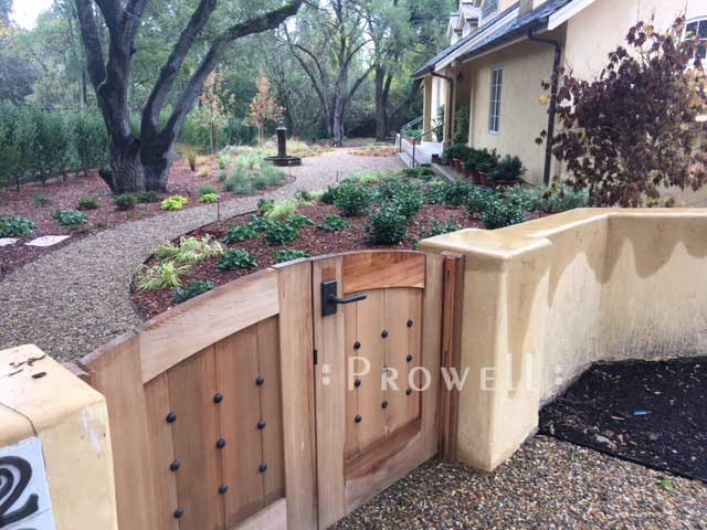 site photograph showing the automated wooden gates #8 with the garden gate #31 in Napa County, California