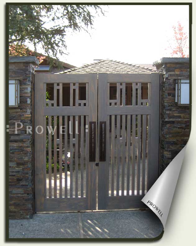 site photograph showing double Craftsman garden gate #38-1 in Sonoma County, CA