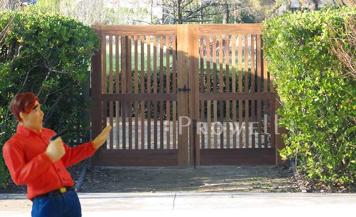 on site photo of double outdoor wood gate #40-2 in Florida