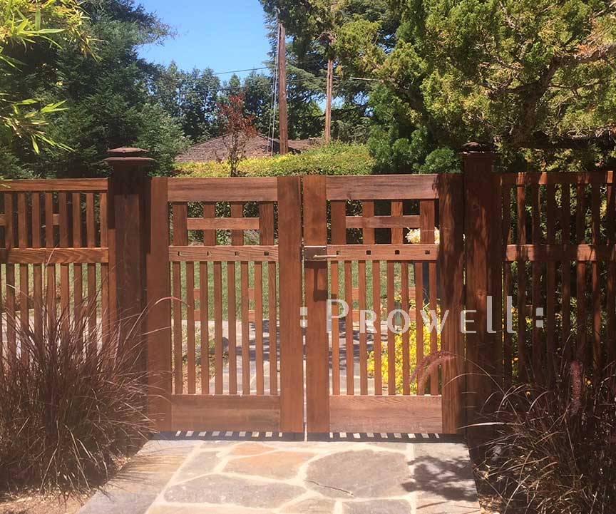 Site photo of double wood gate design #52 in Los Altos, California