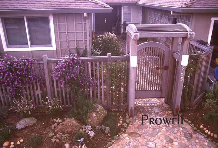 Another photograph taken on site of wood picket gate #54-2 in larkspur, california
