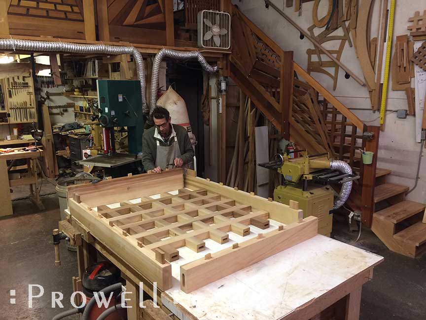 Shop photo of building a Prowell wood garden gate with open grids