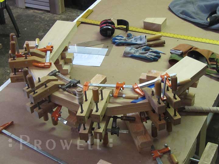 shop photo showing how to create a wood arch for arching gate #78