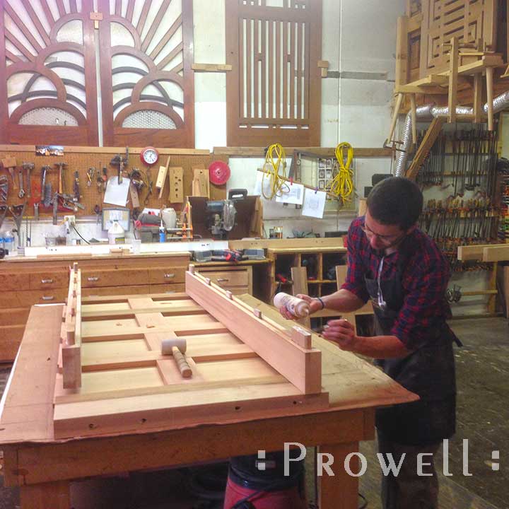 shop photograph showing ben prowell building wooden fence gate #87