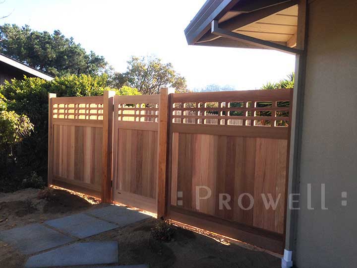 Showing the other side of the house with identical gate design #98 and fence panels in marin county, california