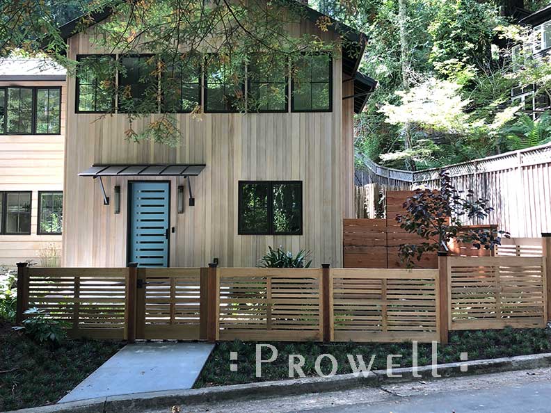 Site photo showing the outdoor wood gate #99-3 with matching fence in Mill Valley, California