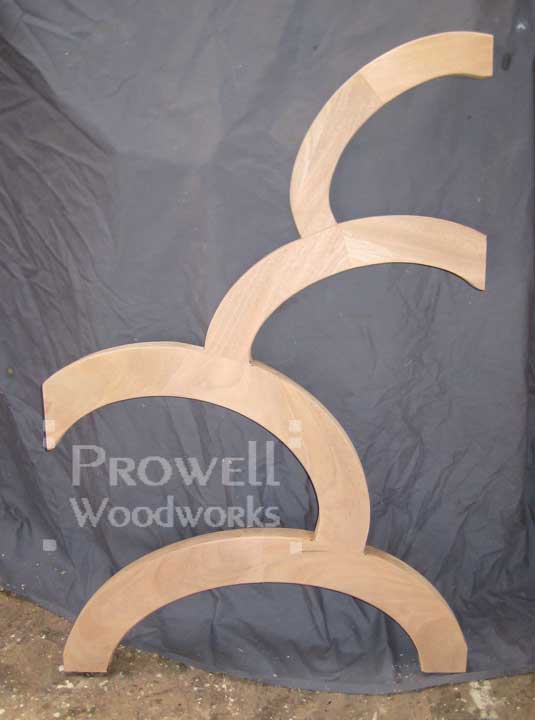 Shop photo showing the completed ovals for the artistic wood gate 203