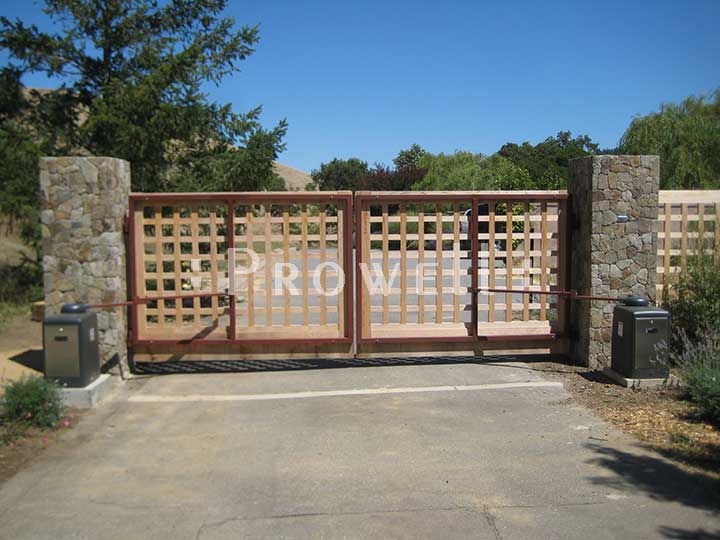 wood driveway gates with steel frame, prowell