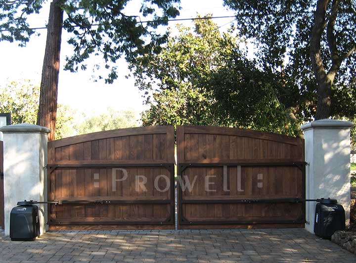Arched Wood Driveway Gates with Steel Frames, Prowell