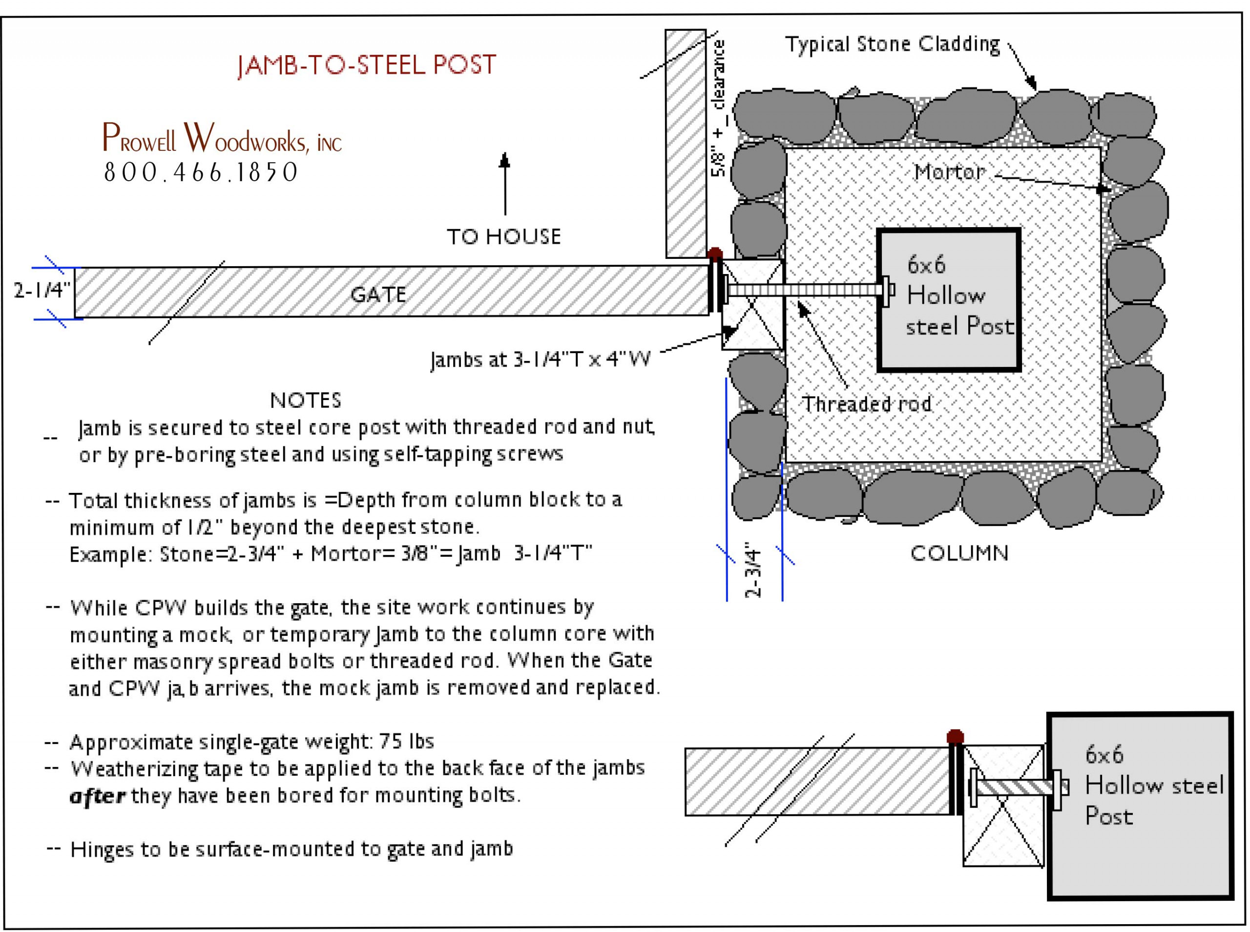 gate jamb to masonry column PDF spec
