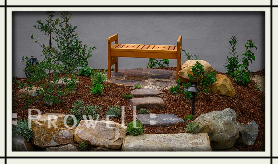 wood garden and outdoor bench #1-2b in San Juan Capistrano, California