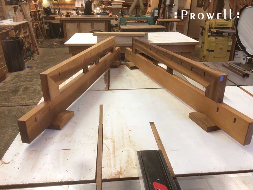 Shop progress photo showing building garden arbor #12. prowell