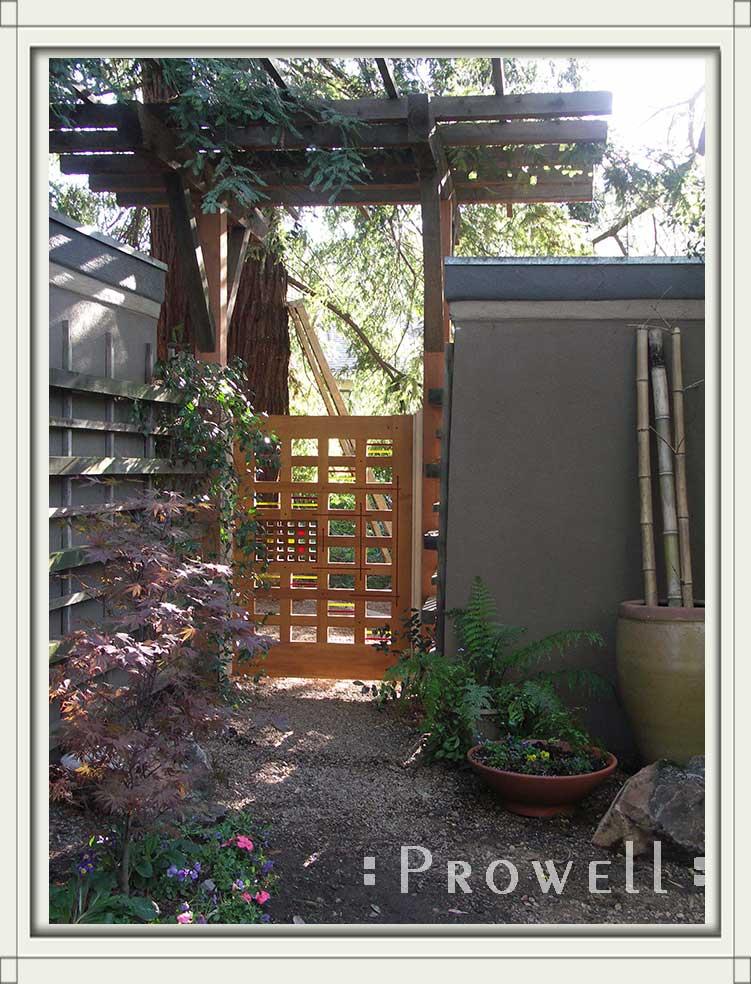 Postmodern wood gate #2-1-1 in Morgan Hills, CA