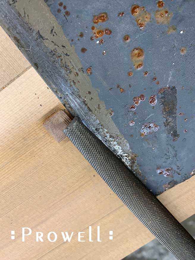 Beveled integrity pins for wood gates.