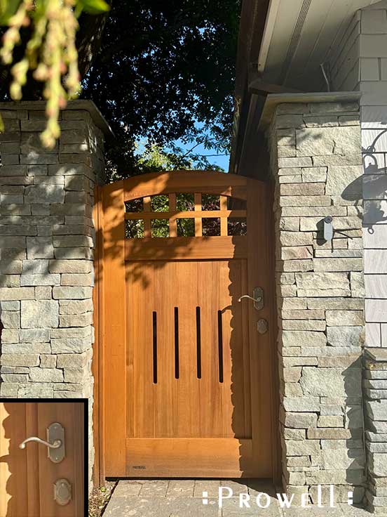 Custom cedar gate with upper open grids 20-28